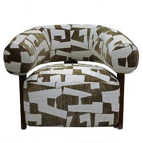 Fauteuil relax Maribel olive-crème/noyer, formes arrondies, lectus