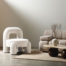 Fauteuil Relax Vasto, crème, velours, formes arrondies, lectus