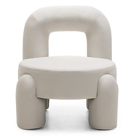 Fauteuil Relax Vasto, crème, velours, formes arrondies, lectus