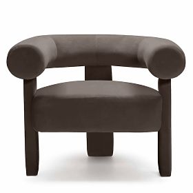 Fauteuil relaxant Hella marron, en velours, arrondi, lectus