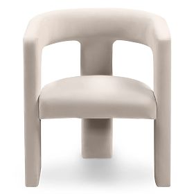 Fauteuil relaxant Lory, beige clair, en velours, lectus