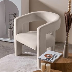 Fauteuil relaxant Lory, beige clair, en velours, lectus