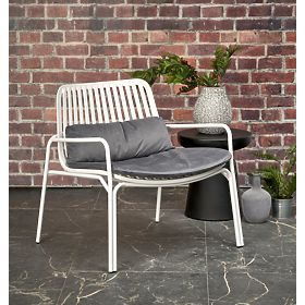 Fauteuil relaxant MELBY, cadre - blanc, revêtement - gris (2p=6pcs), Halmar