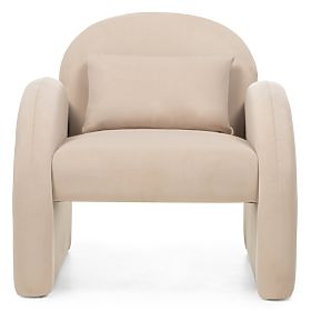 Fauteuil relaxant Rainbow beige clair, en velours, arrondi, lectus