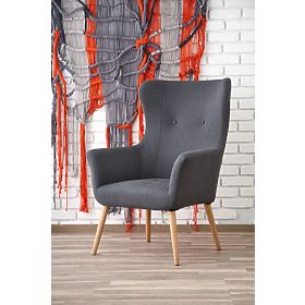 Fauteuil rembourré COTTO - gris foncé, Halmar