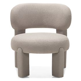 Fauteuil rembourré Falone gris-beige, boucle, arrondi