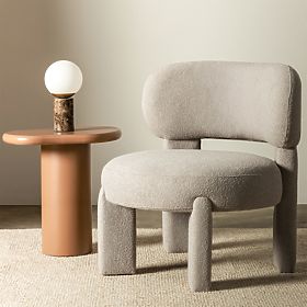 Fauteuil rembourré Falone gris-beige, boucle, arrondi, lectus