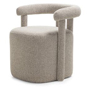 Fauteuil rembourré Glen gris, formes arrondies