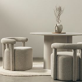 Fauteuil rembourré Glen gris, formes arrondies, lectus