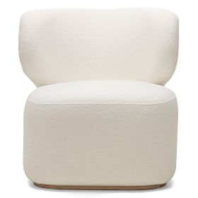 Fauteuil rembourré Imai blanc, formes arrondies