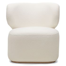 Fauteuil rembourré Imai blanc, formes arrondies, lectus
