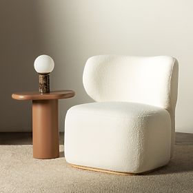 Fauteuil rembourré Imai blanc, formes arrondies, lectus