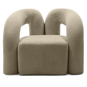 Fauteuil rembourré Merry marron, boucle, formes arrondies, lectus