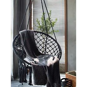 Fauteuil suspendu boho avec coussin noir 490129A, Bluegarden