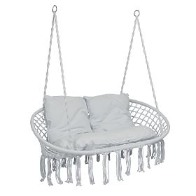 Fauteuil suspendu Nid de Cigogne LAGOS gris avec coussins