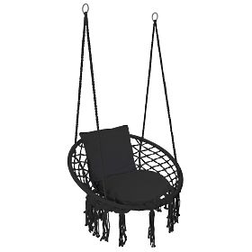 Fauteuil suspendu Nid de Cigogne TOGO avec coussins noirs, Comfortbe