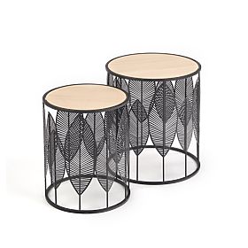 FOLLA ensemble de 2 bancs noir / naturel (1p=1 pièce), Halmar