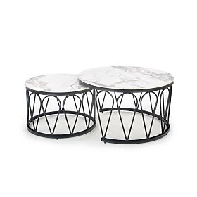 FORMOSA ensemble de 2 bancs, marbre blanc / noir (2p=1ks)