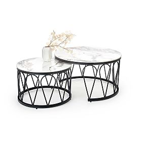 FORMOSA ensemble de 2 bancs, marbre blanc / noir (2p=1ks), Halmar