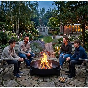 Grand brasero de jardin en fonte 60 cm avec poignées idéal pour feu de camp