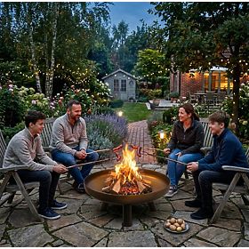 Grand brasero de jardin en fonte 60 cm idéal pour un feu de camp, Bauerkraft