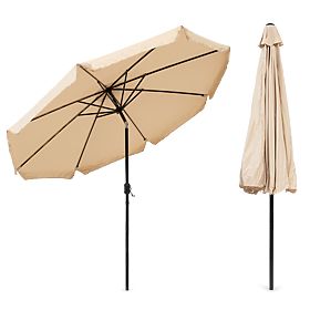 Grand parasol de jardin inclinable 3m avec manivelle beige