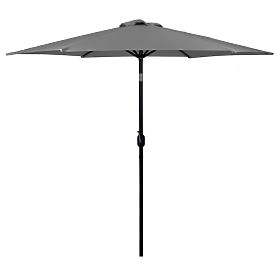 Grand parasol de jardin inclinable avec manivelle 6 nervures gris 270 cm