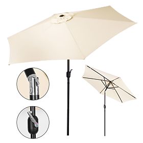Grand parasol de jardin inclinable pliable avec manivelle 6 baleines beige 270 cm, MultiGarden