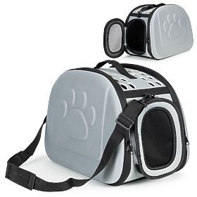 Grande boîte de transport pour chats et chiens, sac de voyage gris, PETSI