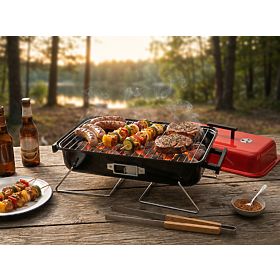Gril pliable portable au charbon CAMPAL avec couvercle