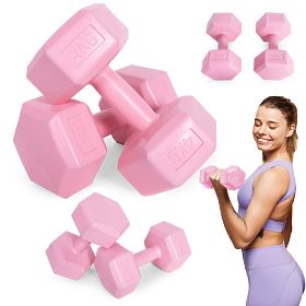 Haltères hexagonales ensemble 2x4 kg poids pour fitness rose ModernHome