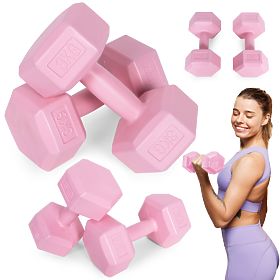 Haltères hexagonaux ensemble de 2x3 kg poids d'entraînement fitness rose ModernHome
