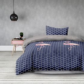 Housse de couette BASIC - AMELIAHOME couleur bleu foncé avec motif animalier style moderne 155x220*2