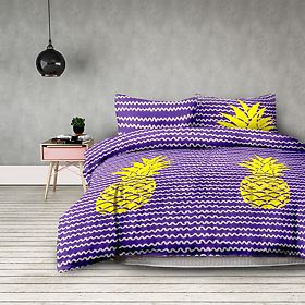 Housse de couette BASIC - AMELIAHOME couleur violette motif imprimé style moderne 155x220*2+80x80