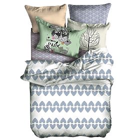 Housse de couette BASIC couleur grise motif géométrique imprimé 155x220_80x80*1 DecoKing