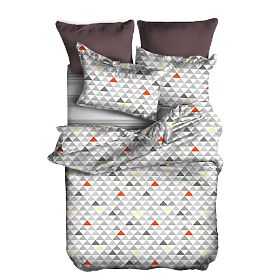 Housse de couette BASIC grise à motif géométrique 155x220_80x80*1 DecoKing