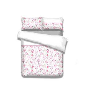 Housse de couette SNUGGY blanche avec imprimé floral 155x220*2+80x80*2 AmeliaHome
