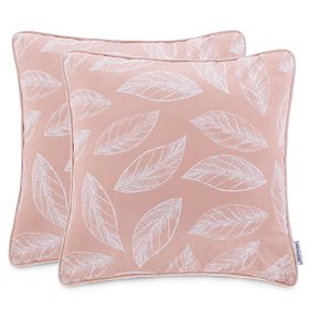 Housse de coussin décorative CALM rose poudré avec motif végétal style classique velours 45x45 ame