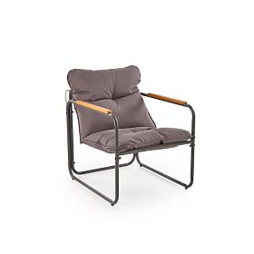 HUDSON, ensemble de jardin (canapé, 2x fauteuil, table), gris / marron (1p=1set), Halmar