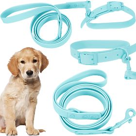 Laisse et collier pour chien PJ-074 bleu M, PuppyJoy