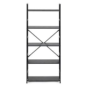Large étagère en bois moderne LOFT 5 étagères noire, MODERNHOME