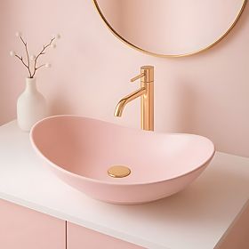 Lavabo intemporel Rea Royal Powder Pink Matt, Rea