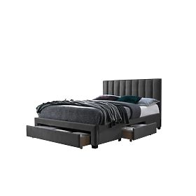 Lit GRACE 140 avec tiroirs en velours gris (3p=1ks)