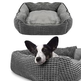 Lit pour animaux avec couverture M - gris, PuppyJoy