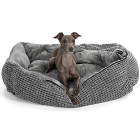 Lit pour animaux avec couverture M - gris, PuppyJoy