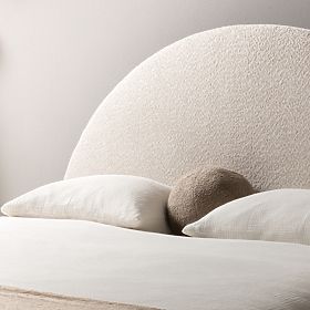 Lit rembourré Orbi 160x200 cm, avec sommier et espace de rangement, arrondi, beige, lectus