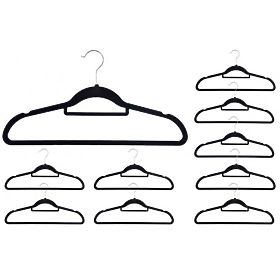 Lot de 10 cintres en velours Maxi - noir