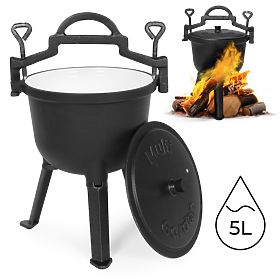 Marmite en fonte émaillée 5L sur pied pour feu de camp MultiGarden, MultiGarden