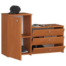 Meuble à chaussures S16 avec commode 3 portes basculantes - aulne