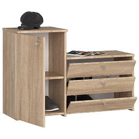 Meuble à chaussures S16 avec commode 3 portes basculantes - chêne sonoma